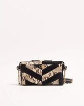 Valentino Garavani Panthea Small Shoulder Bag In Python And Suede With A Chevron Pattern