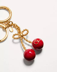 Chez Valentino Bag And Key Ring Charm In Metal And Enamel.