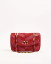 Valentino Garavani Djuna Medium Chain Bag In Suede And Nappa With Chevron Pattern
