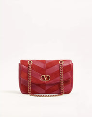 Valentino Garavani Djuna Medium Chain Bag In Suede And Nappa With Chevron Pattern