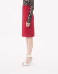 Plain Wool Tweed Midi Skirt