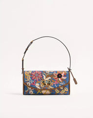 Valentino Garavani Devain Small Shoulder Bag In Embroidered Denim