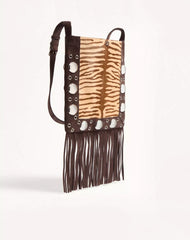 Valentino Garavani Nellcôte Shoulder Bag In Animalier Pony-Effect Calfskin With Fringes