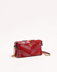 Valentino Garavani Panthea Small Shoulder Bag In Suede And Nappa With Chevron Pattern