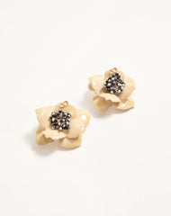 Fleur Lumineuse Earring In Metal, Enamel And Fabric