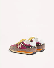 Stud Up Sneaker in Split Leather and Nylon with Butterfly Embroidery