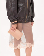 VLogo Signature Clutch In Moiré Fabric With Jewel Logo.