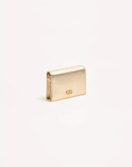 VLogo Signature Wallet In Laminated Grainy Calfskin With Jewel Logo