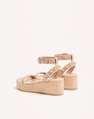 Rockstud Flatform Sandal In Calfskin 45Mm