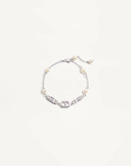 Ovalette Bracelet In Metal, Pearls And Swarovski® Crystals