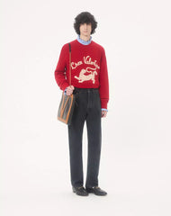 Valentino Wool Sweater with Chez Valentino & Panther Embroidery