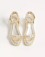 Rockstud Flatform Sandal In Laminated Nappa Leather 45Mm