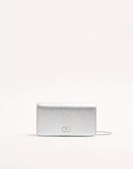VLogo Signature Mini Shoulder Bag In Laminated Grainy Calfskin