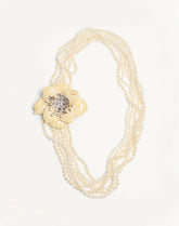 Fleur Lumineuse Necklace In Metal, Enamel, Pearls And Fabric