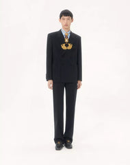 Valentino Double-Breasted Wool Jacket With Pressed Crease