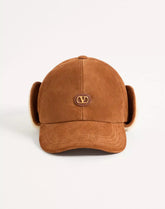 Valentino Garavani VLogo Signature Baseball Cap In Suede And Sheepskin