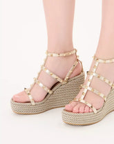 Rockstud Laminated Nappa Wedge Sandal 95 Mm