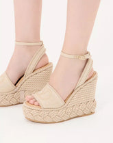 VLogo Torchon Wedge Sandal In Linen Canvas 130Mm