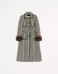 Wool Cloth Coat With Fauve Eclat Animal Print