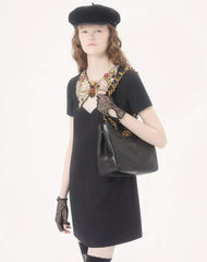 EMBROIDERED CREPE COUTURE SHORT DRESS