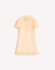 Embroidered Crepe Couture Short Dress