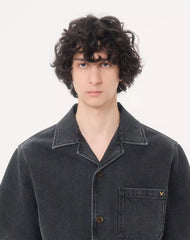 Valentino Denim Bowling Shirt With Vgold