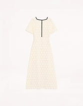 Midi Dress In Fleurs à Jours Cotton