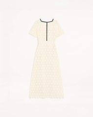 Midi Dress In Fleurs à Jours Cotton