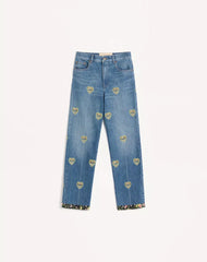 Embroidered Denim Trousers