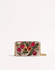 Valentino Garavani Vain Embroidered Shoulder Clutch With Cherryfic Pattern