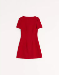 Short Dress In Plain Wool Tweed