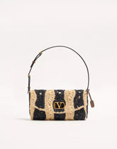 Valentino Garavani Devain Small Shoulder Bag In Raffia With Wave Pattern