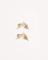 Vlogo Signature Metal And Pearl Earrings