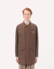 Valentino Waxed Cotton Coat With VLogo Patch