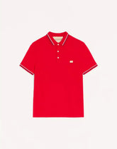 Cotton Piqué Polo Shirt With VLogo Patch