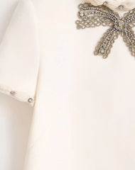 Embroidered Crepe Couture Short Dress