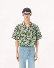 Valentino Cotton Poplin Bowling Shirt With Papier Floral Print
