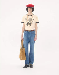 Valentino Cotton T-Shirt with Panther Print