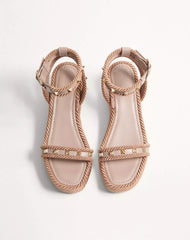 Rockstud Flatform Sandal In Calfskin 45Mm