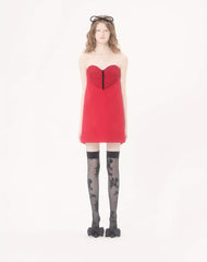 Embroidered Crepe Couture Short Dress