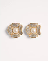 San Fin Metal Earrings With Swarovski® Crystals And Pearls