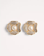 San Fin Metal Earrings With Swarovski® Crystals And Pearls