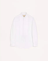 Valentino Cotton Poplin Shirt With Pleated Plastron And Lace Details