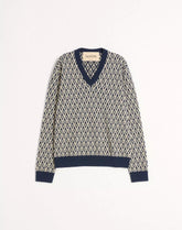 Wool Jumper With Toute La V Jacquard Pattern