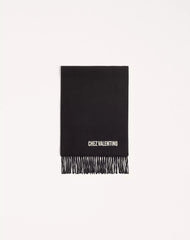 Valentino Wool Scarf With Chez Valentino Embroidery