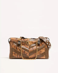 Valentino Garavani Panthea Medium Shoulder Bag In Python And Nappa With Chevron Motif