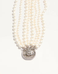 Ovalette Necklace In Metal, Baroque Glass Beads, And Swarovski® Crystals