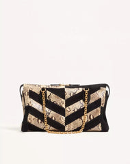 Valentino Garavani Panthea Python And Suede Chevron Motif Shoulder Bag