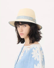 VLogo Signature Straw Hat With Moiré Ribbon