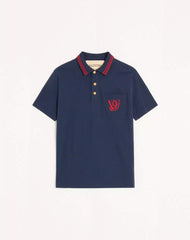 Cotton Piqué Polo Shirt With Vg Embroidery